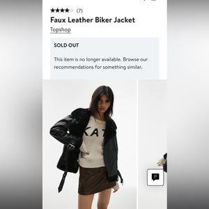 NWT TOPSHOP faux leather biker jacket SOLD OUT ON WEBSITE